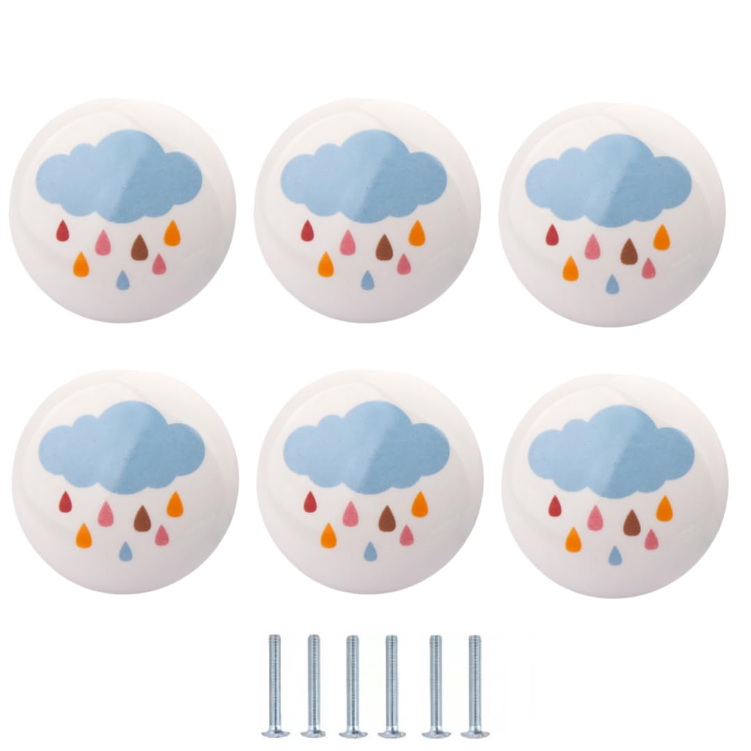 LQZAXSRDR Ceramic Cupboard Drawer Handle Knobs, Ceramic Door Knobs, Drawer Handles 6 Pcs Multicolor Diameter 38mm(Rainbow Rain)