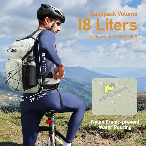 Image of N NEVO RHINO Hydration Backpack, 18L Multipurpose Hiking Backpack with 3L Water Bladder, Water Backpack Insulated Hydration Pack Ideal for Hiking and Cycling