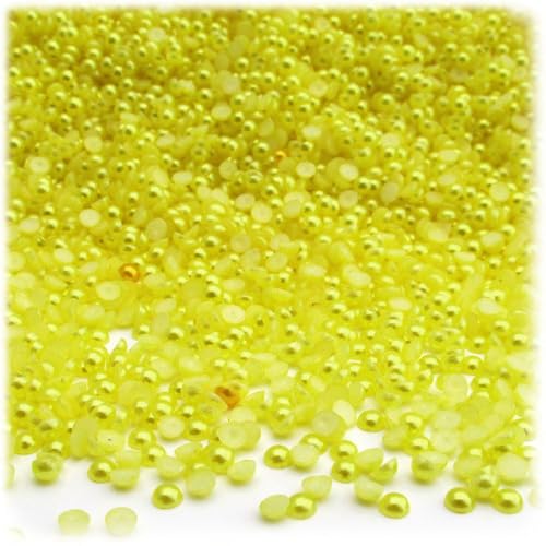 The Crafts Outlet 1,000pc Pearl Finish Half Dome Beads, Round, 4mm, Yellow Rays