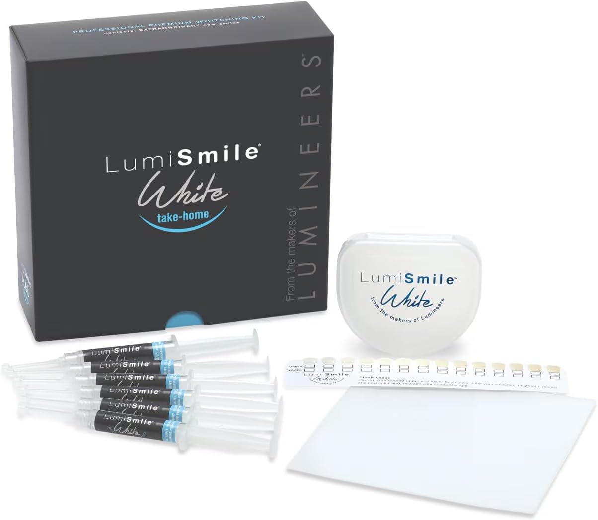 Take-Home Teeth Whitening Kit, 6 Syringes, 22% Carbamide Peroxide, Mint Flavor, Non-Fluoride, Tray Case, Resin Sheets Included