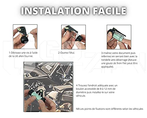 Porte Vignette Assurance Moto Tube, Accessoire Scooter/Moto Support De Vignette Assurance Etanche Noir ✯Marque FRANÇAISE UGOZEN✯ 50x30 mm d'affichage pour Moto/Scooter/Quad - Image 5