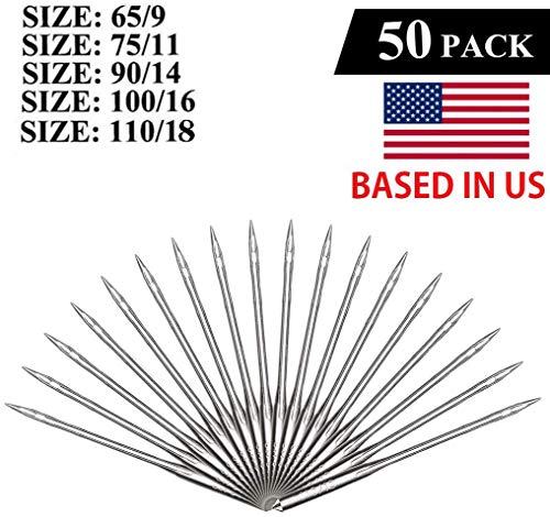 Sewing Machine Needles, 50 Count, Universal Regular Point for Singer, Brother, Janome, Varmax