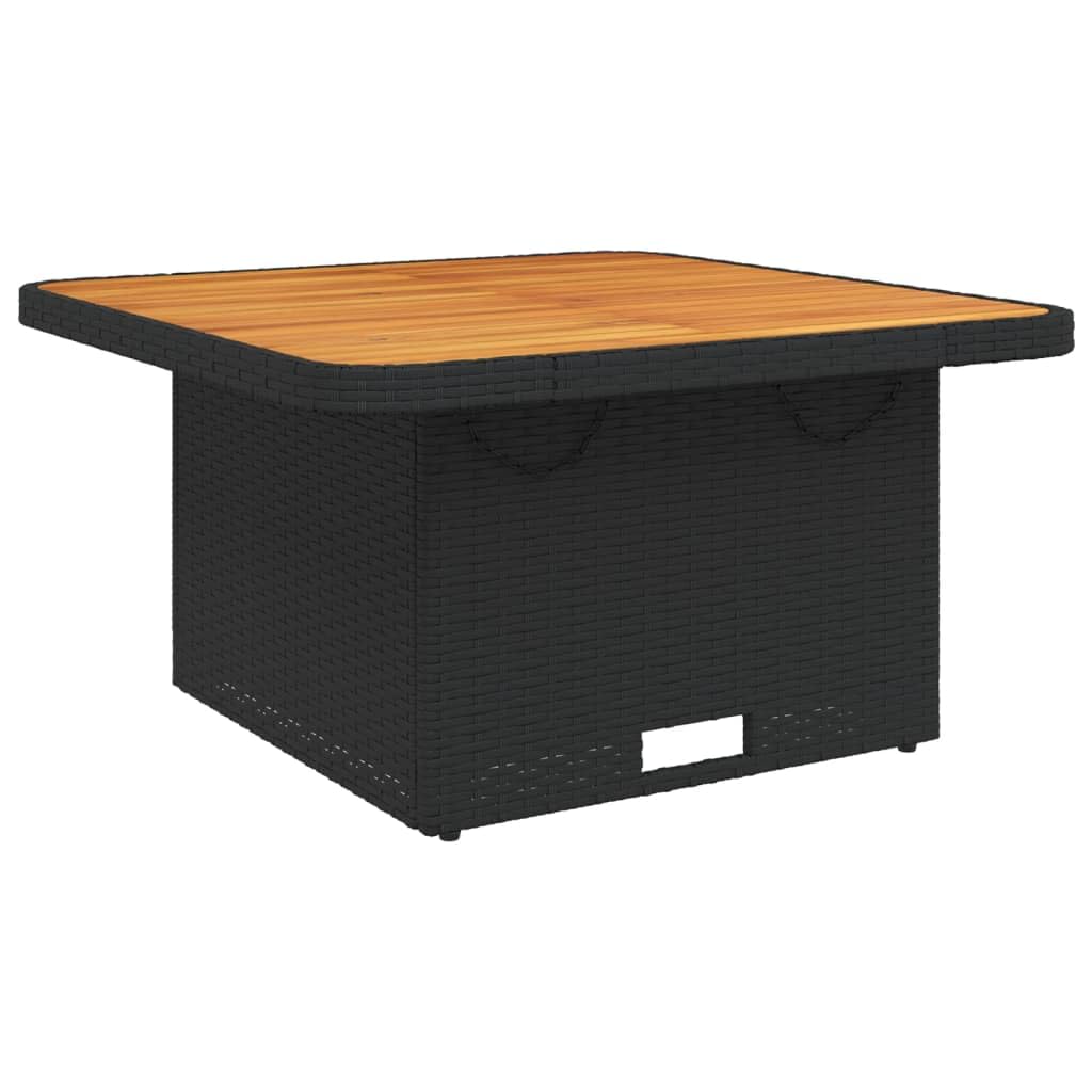 Tomostar Table Basse de Jardin Relevable, Table à Manger Salon Extèrieur Noir 80x80x71 cm résine tressée et Bois Acacia