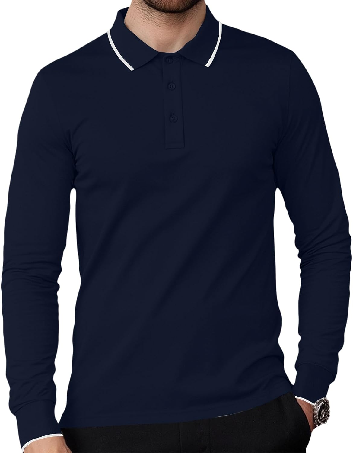 Ymosrh Mens Polo Shirts Long Sleeve Spring Summer Formal Business Casual Golf Work Collar T-Shirt, S-2XL
