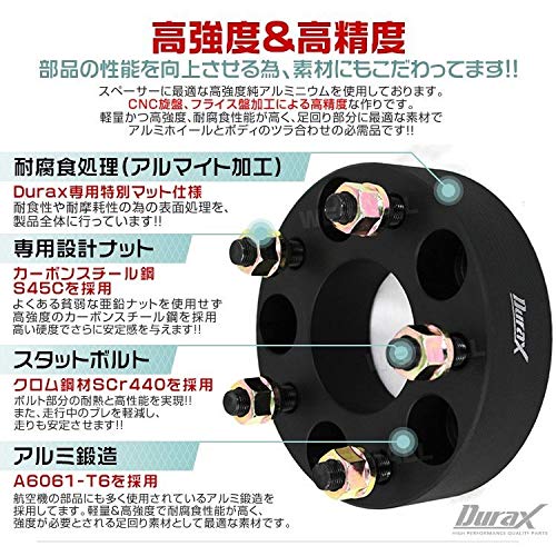 Durax  spacer  100-4hp1.5-50mm  
4枚セット Amazon.co.jp: Durax Wide Tread Spacer 50mm PCD100 4H M12×P1.5 Set