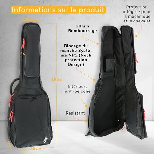 Housse guitare classique 4/4 imperméable avec mousse antichoc 20mm