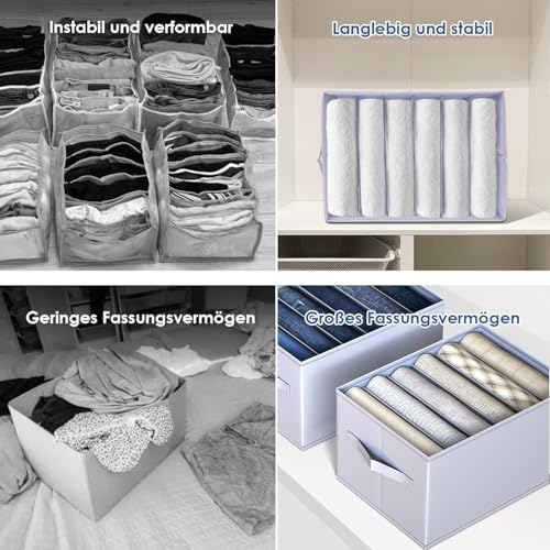 Schrank Organizer 6 Stück für Hosen Hemden Unterwäsche, Kleiderschrank Organizer Schubladen Ordnungssystem Schubladen Organizer