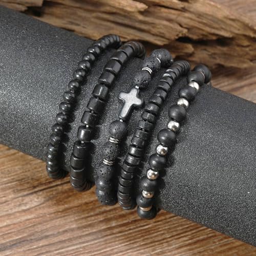 MILAKOO Mens Beaded Bracelets Tribal Wooden Elastic Adjustable Prayer Beads Wrap Cuff for Women3