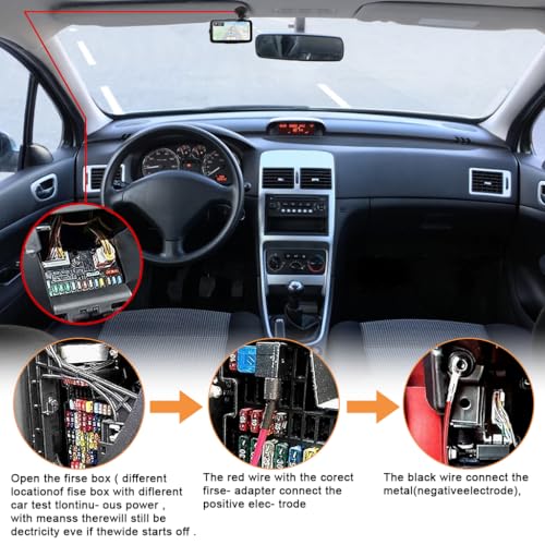 Image of STHIRA Dash Cam Hardwire Kit, Automatic Dash Cam 12V /24V to 5V Step-down Cable Kit with Controller, Adjustable USB C Plug-in Low-voltage Protection Wiring Kit for RV, SUV
