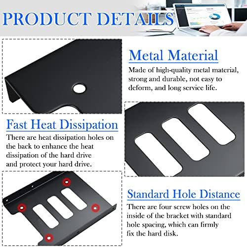 TANCUDER Pack of 6 Metal Internal Mounting Kits for 2.5 Inch SSD Laptop Drives & 3.5 Inch Hard Disk Drives, Black Brackets for Hard Drive, 2.5" to 3.5" SSD/HDD Mounting Bracket SSD Tray Frame Adapter
