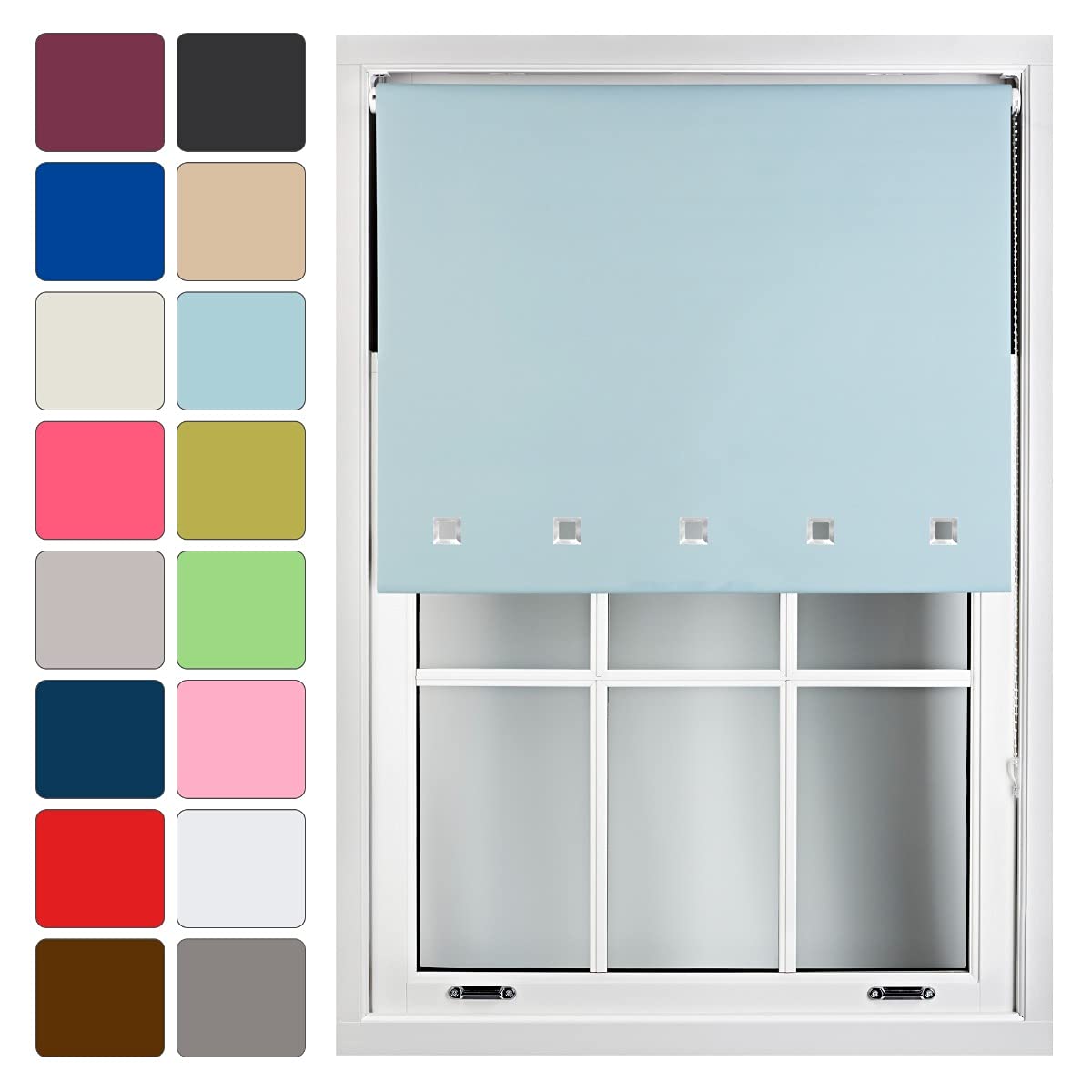 Furnished Made To Measure Blackout Roller Blinds With Square EyeletsDuck Egg Blue Roller Blind (W)120Cm (L)210Cm from B&Q