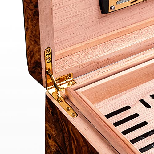 QHYTL Cigar Humidors Personalized, Handmade Cedar Wood Cigar Box Humidifier, Durable Airtight with Humidifier Hygrometer Cigar Cutter Divider Tray, Great Gift for Father, Holds 25-50 Cigar - Image 4