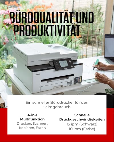 Canon MAXIFY GX2050 Drucker für den Heimgebrauch & Büro – Farbdrucker & Scanner All-in-One Kabellos | MegaTank Tintenstrahldrucker, Kopierer, Scanner & Fax | WLAN, Ethernet & USB-Verbindung A4-Drucker