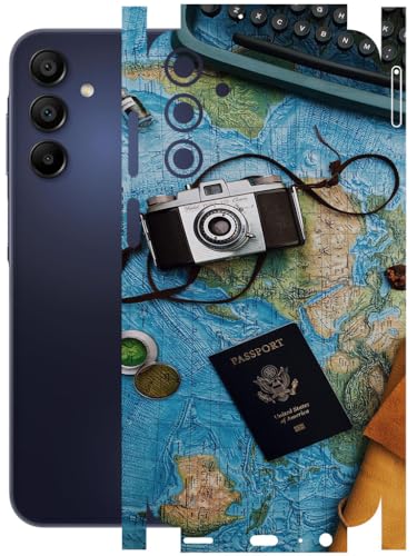 Image of AtOdds - Full Body Back Screen Guard Protector Film - Lamination Wrap Skin Sticker Compatible with Samsung Galaxy A15 (5G) | Scratchproof Matte Finish (Travel Map)