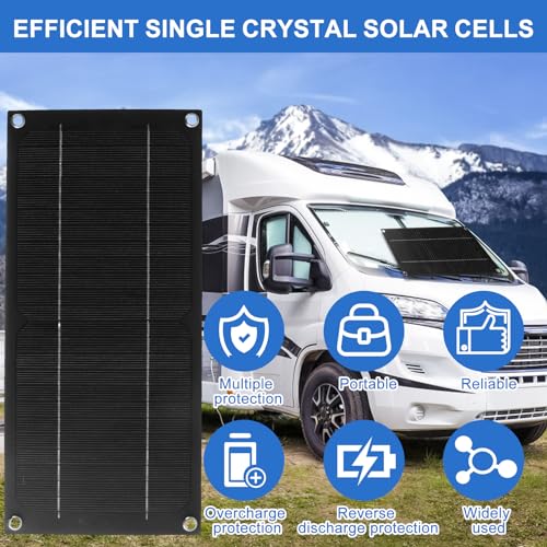KTZCTPCA Solar Panel Kit, 12V 30W Polycrystalline Silicon Waterproof Solar Powered Charger, Portable Solar Trickle Charger Solar Panel Battery Charger, Silicon Solar Panel Charging Kit for Car RV Boat