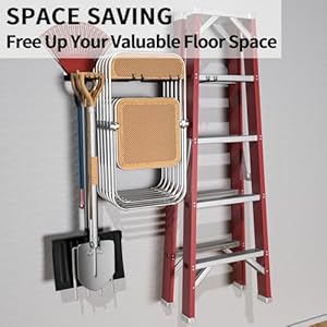 Yyrfoldingchairstoragerackgardentoolfoldablechairsorganizerhangersforgarageorganizationlawnbeachcampingyardchairshookswallmountsoildmetalmaxload240lbs2pack  Urban Country Home Decor Yyr folding chair storage rack garden tool foldable chairs organizer hangers for garage organization lawn beach camping yard chairs hooks wall mount soild metal max load 240 lbs 2 pack  urban country home decor