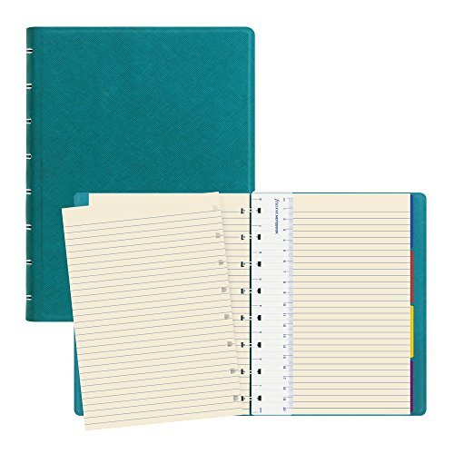 Filofax Refillable Saffiano Notebook, A5 (8.25" X 5") Aqua - 112 Cream Moveable Pages - Index, Pocket And Page Marker (B115034U) #TOP3