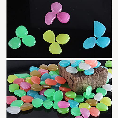 Sunicon Outdoor Luminous Stones Colorful Fluorescent Pebbles Glow in The Dark for Courtyard Garden Trails (Mixed Color)