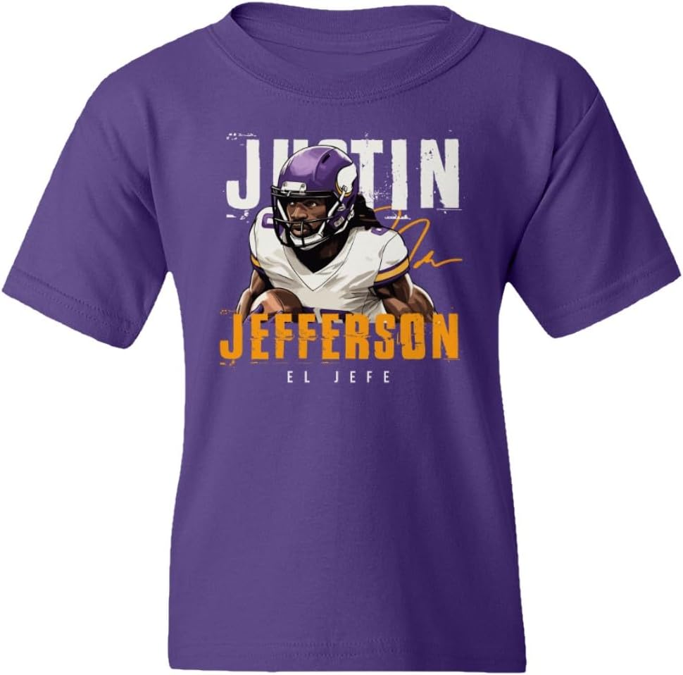 Jefferson Minnesota Football Wide Receiver Signed Youth Unisex T-Shirt