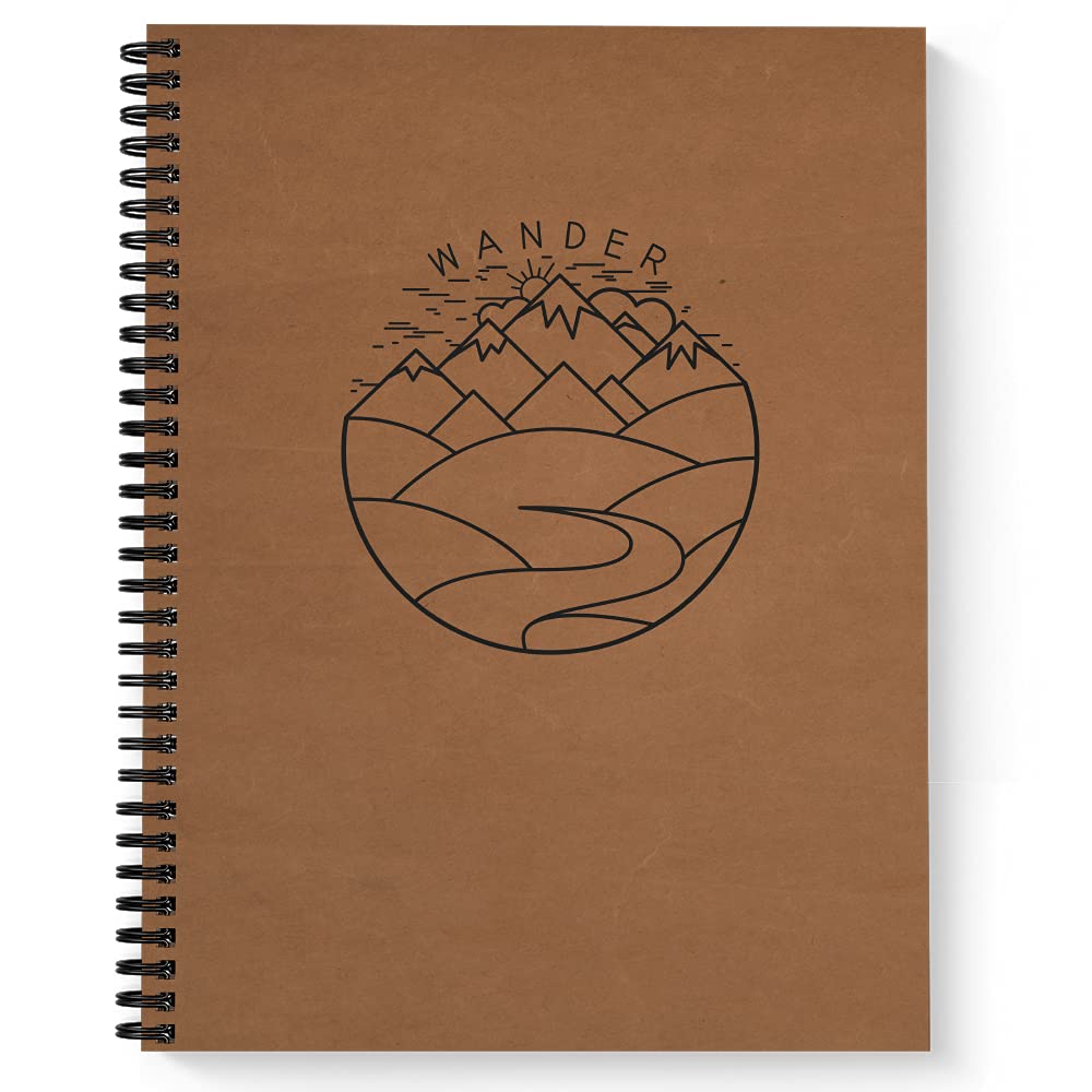 Gotcha Covered Notebooks Softcover Wander 8.5" x 11" Mens Adventure Spiral Notebook/Journal, 120 College Ruled Pages, Durable Gloss Laminated Cover, Black Wire-o Spiral. Made in the USA