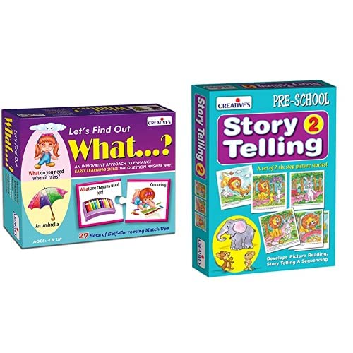 Image of Creative Educational Aids P. Ltd. - CRE0995 Let's Find Out What Puzzle (Multi-Color, 54 Pieces) CRE0613 Story Telling 2 Card Game (Multi-Color, 12 Pieces)