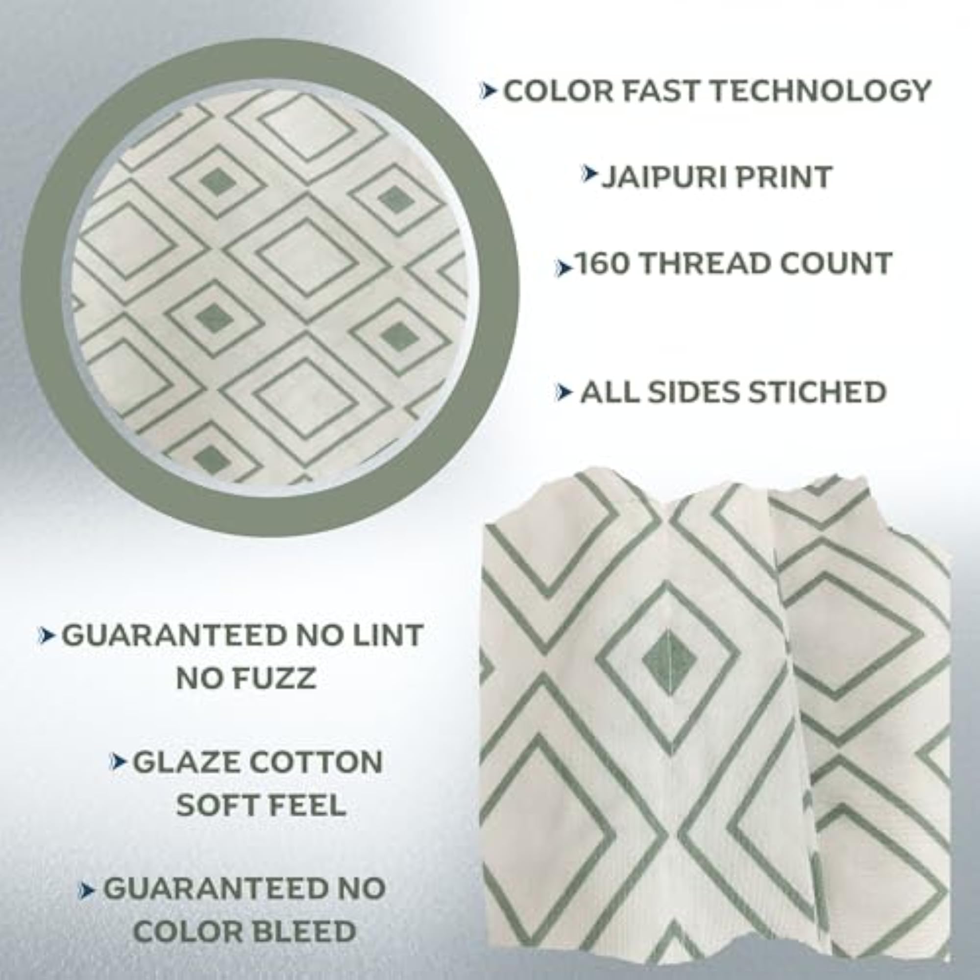 Premium Jaipuri Print Cotton Blend Bed Sheet, Hypoallergenic