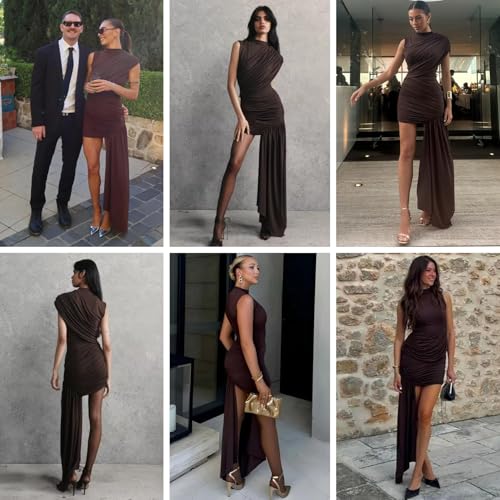 Robe de cocktail plissée fluide JUMISEE mini robe chic pour silhouette élancée