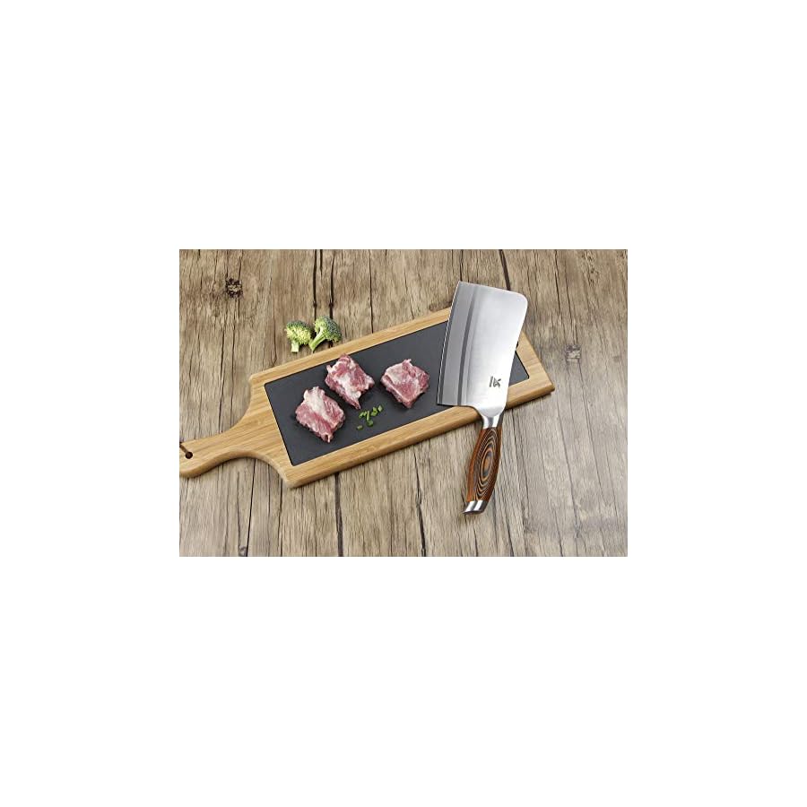 MSY BIGSUNNY 7Inch German Steel Bone Chopping Knife Cleaver Butcher Knife with Pakkawood Handle Multipurpose Use for Home Kitchen