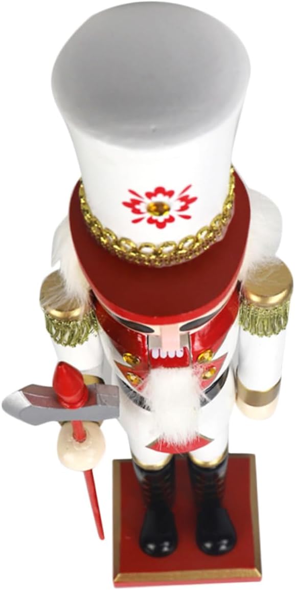 Traditional Wooden Nutcracker Soldier Figurine 39.5cm Red White Gold Christmas Nutcrackers Xmas Party Favor Holiday Table Decor