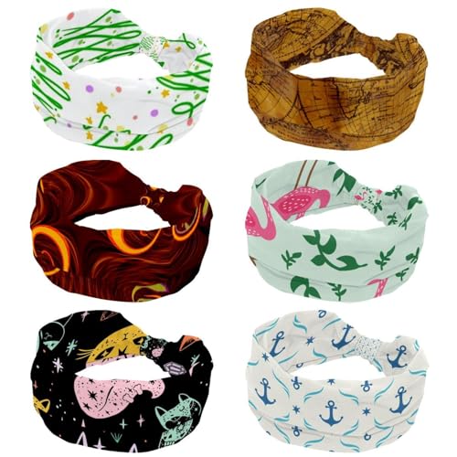 Diademas elásticas náuticas con diseño retro de banda ancha suave para mujer