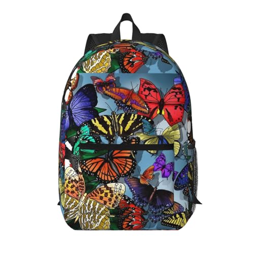 Sac à dos de voyage imprimé papillon noir de 43,2 cm multi-poches pour femme