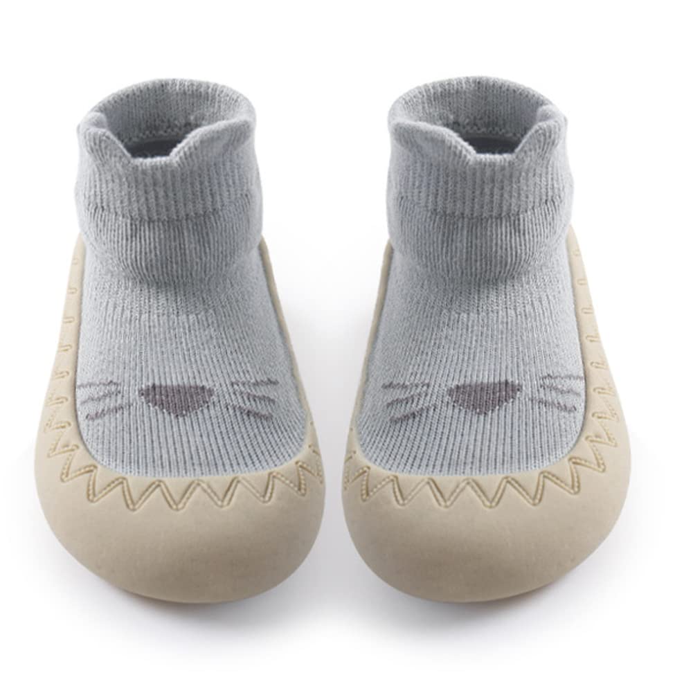 Exemaba Baby Sockenschuhe Rutschfeste Niedlicher Cartoon Weicher Stricken Babybodenschuhe Kleinkind Schuhe 1-Paar