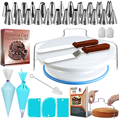 RFAQK 64 Pcs Cake decorating supplies kit with Cake TurntableCake