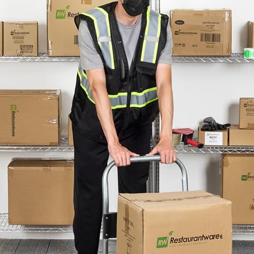 Image of Restaurantware Reflective Safety Vest 20 Count 29.213 x 30.315 Inches High Visibility Multi-Pocket Zipper Front Safety Vest