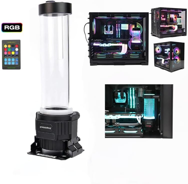 PC Reservoir/Pump Combo,RGB Lighting with LCD Screen,Pump Speed can be Adjusted by Remote Control (ELC-NC200RGB (400ML))