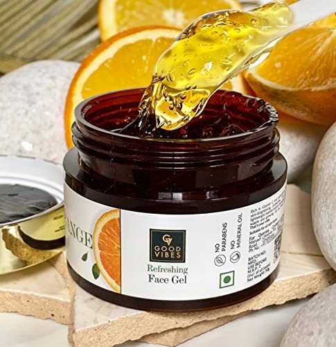 Good Vibes Orange Refreshing Face Gel | Hydrating Anti Aging Face Moisturizer | Lightweight Cream Formula For All Skin Types | No Parabens & Sulfates 3.53 Oz (100g)