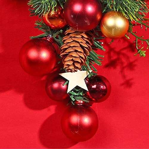 Xmas Wreaths For Front Door Decoration Christmas Party Art Decor Supplies Christmas Ball Pinecones Christmas Tree Wreath Hanging Red Greeen Outdoor Indoor Winter Holiday Orangerment #TOP5