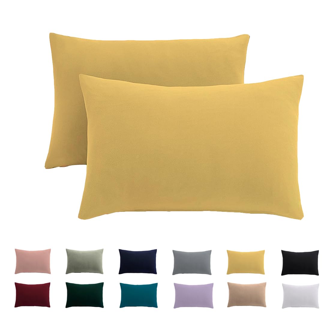 Cushion Cover 70 x 90 cm, Set of 2 - Pillowcases 70 x 90 cm, Yellow, for Pillows, 100% Microfibre Cushion Cover, Non-Iron and Wrinkle-Free with Zip