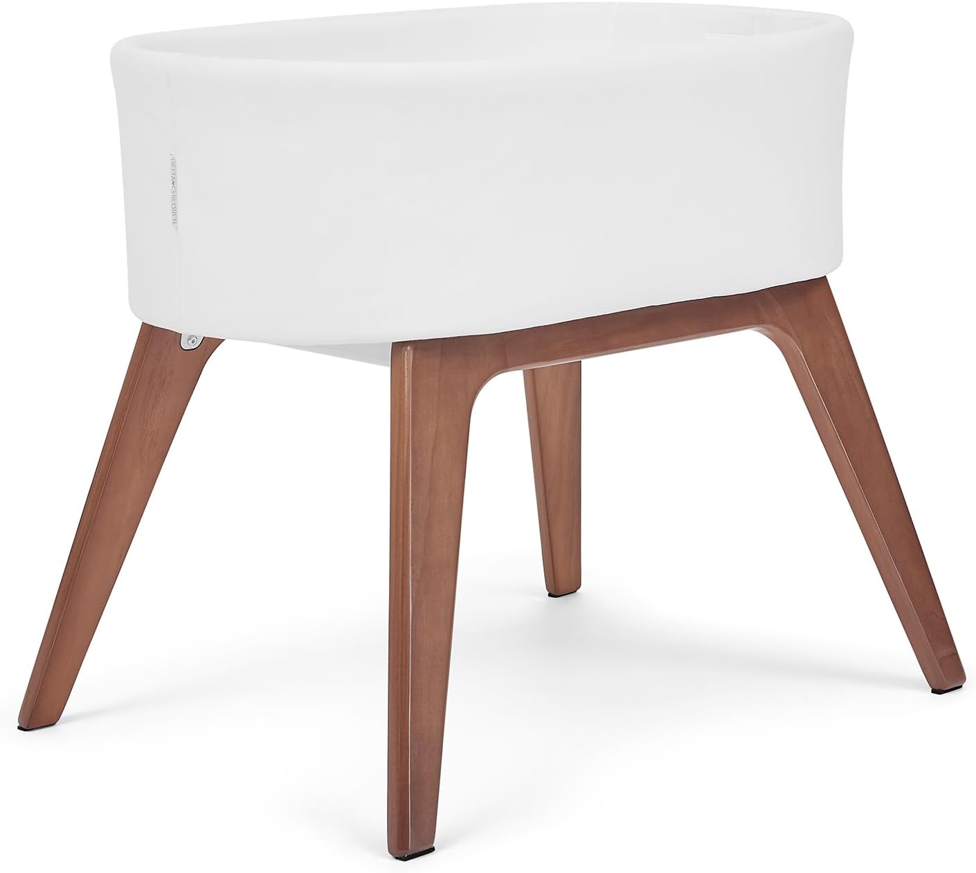 Delta Children Aero Bassinet - Portable Baby Crib with Solid Wood Legs, Organic GOTS Certified Performance Fabric Exterior, Breathable Interior, Includes Mattress Pad & Fitted Sheet, White