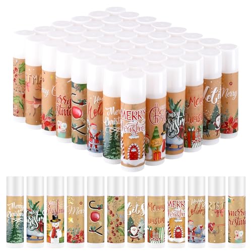 Maxcheck 48 Pcs Christmas Lip Balm Bulk Mini Candy Cane