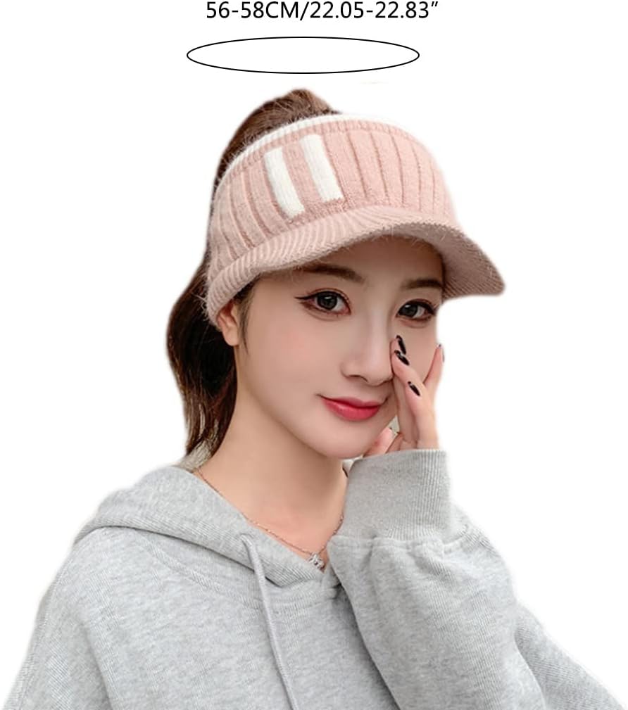 Baseball Cap,Fashion Handmade Knit Winter Outdoor Women Girl Warm Keeping Empty Top Wool Hat Color Matching Duck Tongue Hat Gray