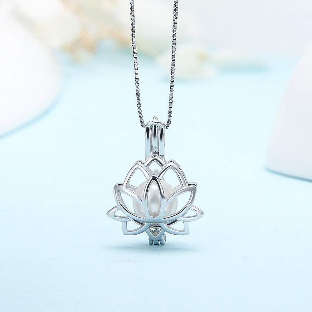 Lotus Cage Pendants for Pearl Jewelry Making Sterling Silver, Design Cage Pendants for Women - Image 4