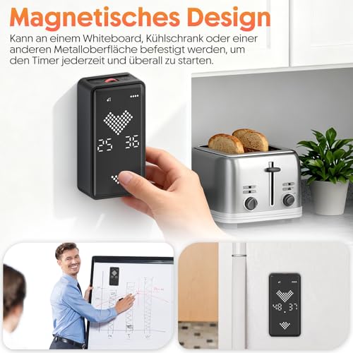 Milgeo Schwerkraftsensor-Timer, Pomodoro-Technik-Timer, Zeitmanagement-Tool, Magnetisch, Geeignet Für Arbeit, Büro, Studium, Aufgabe… – Ansicht 6