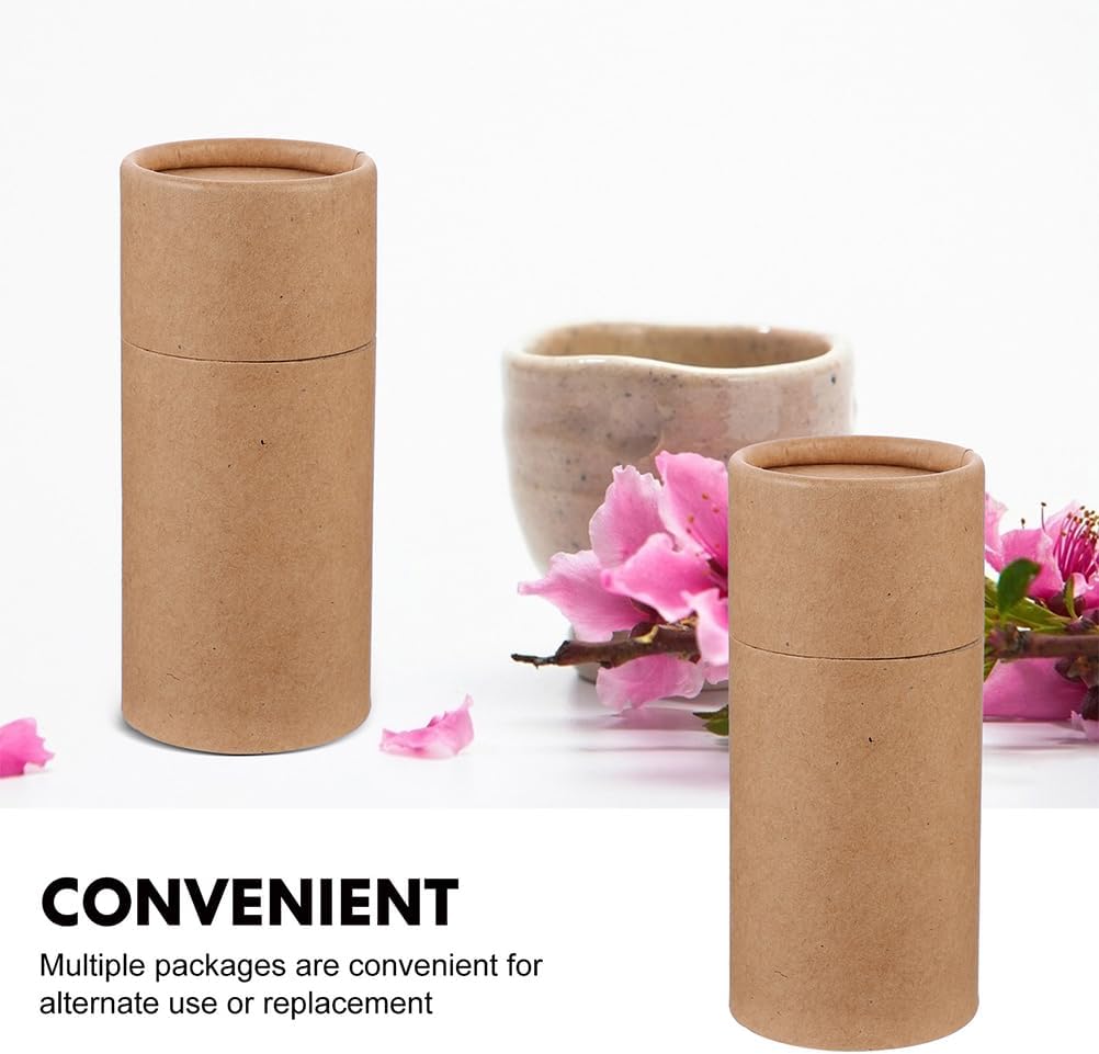 GLEAVI 15Pcs Kraft Boxes 4.2X1.7 Inch Round Paper Tubes with Lid for Essential Oil Bottle Packaging Tea Leaf Storage and Small Item Organizer image 3
