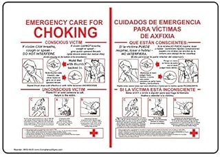 ComplianceSigns.com Emergency Care For Choking Bilingual Sign, 14x10 inch Plastic for Emergency Response
