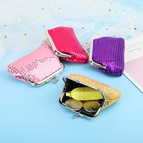 Oyachic 4 Pack Sequin Coin Purse Hasp Mini Wallet Money Card Holder Glitter Handbag Kiss Lock Clasp Clutch Cosmetic Bag For Women #TOP5