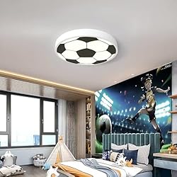 DROMEZ Lampara de Techo Infantil LED 48W, Fútbol Lamparas Techo Dormitorio con Control Remoto Regulable, Plafon LED Techo para Niño Juvenil Habitación, 3000-6000K, 40 CM