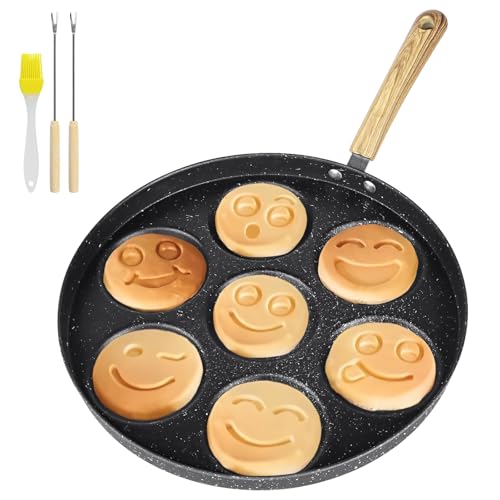 ICEBLUEOR 7-Hole Non-Stick Pancake Pan, 26 cm