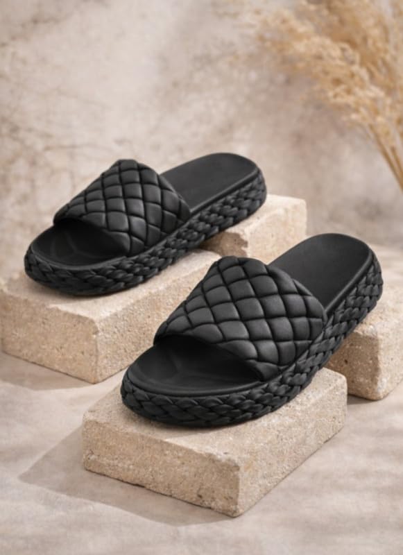 Image of Women's Anti-Skid Comfort Slippers | Soft Cushioned Eva Footbed Lightweight Slides for Summer | Girls Platfoam Slip-On Footwear for Home Indoor & Outdoor Use Flip Flop