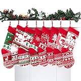 KD KIDPAR 8 Pack 20" Knit Christmas Stockings Large Rustic Yarn Xmas Stockings Gift for Family Holid